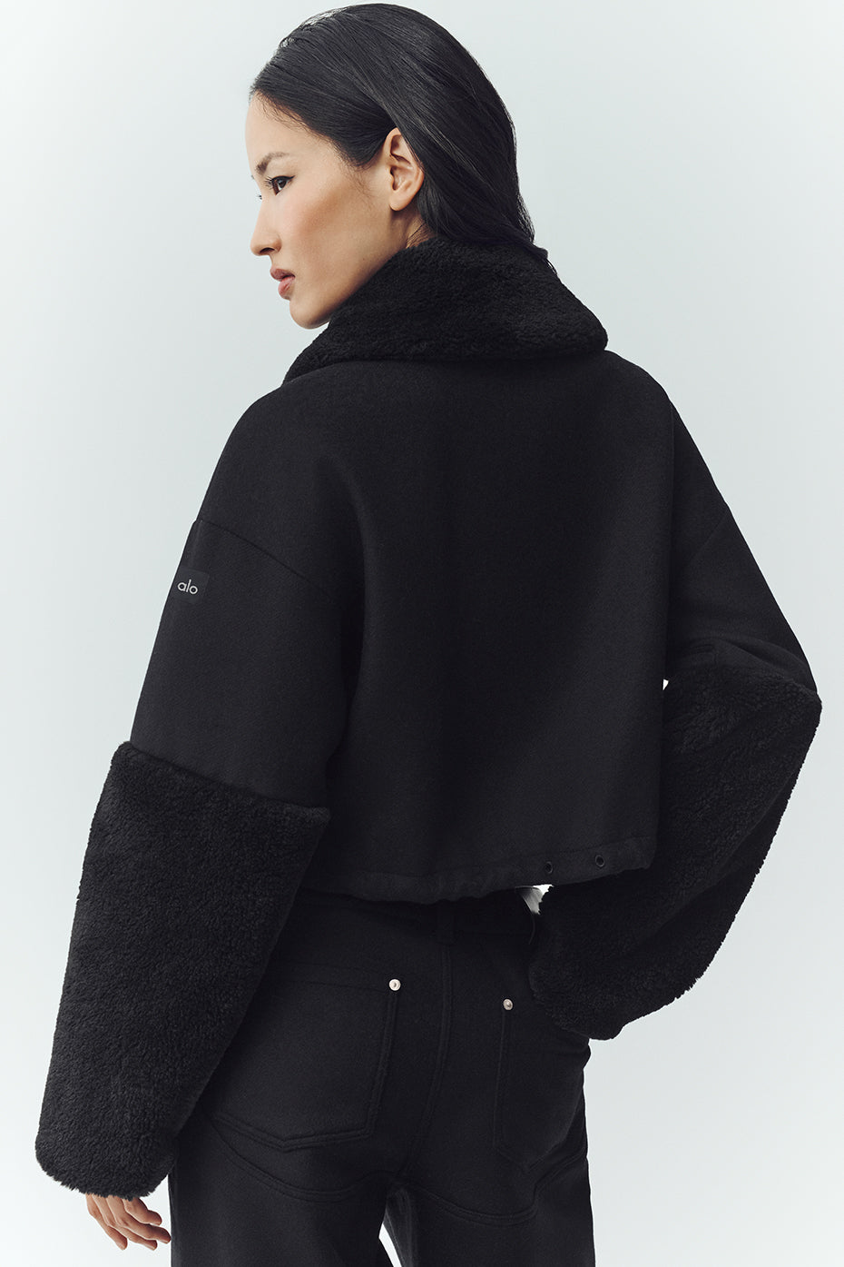 Wool Blend Nightfall Bomber - Black image 2