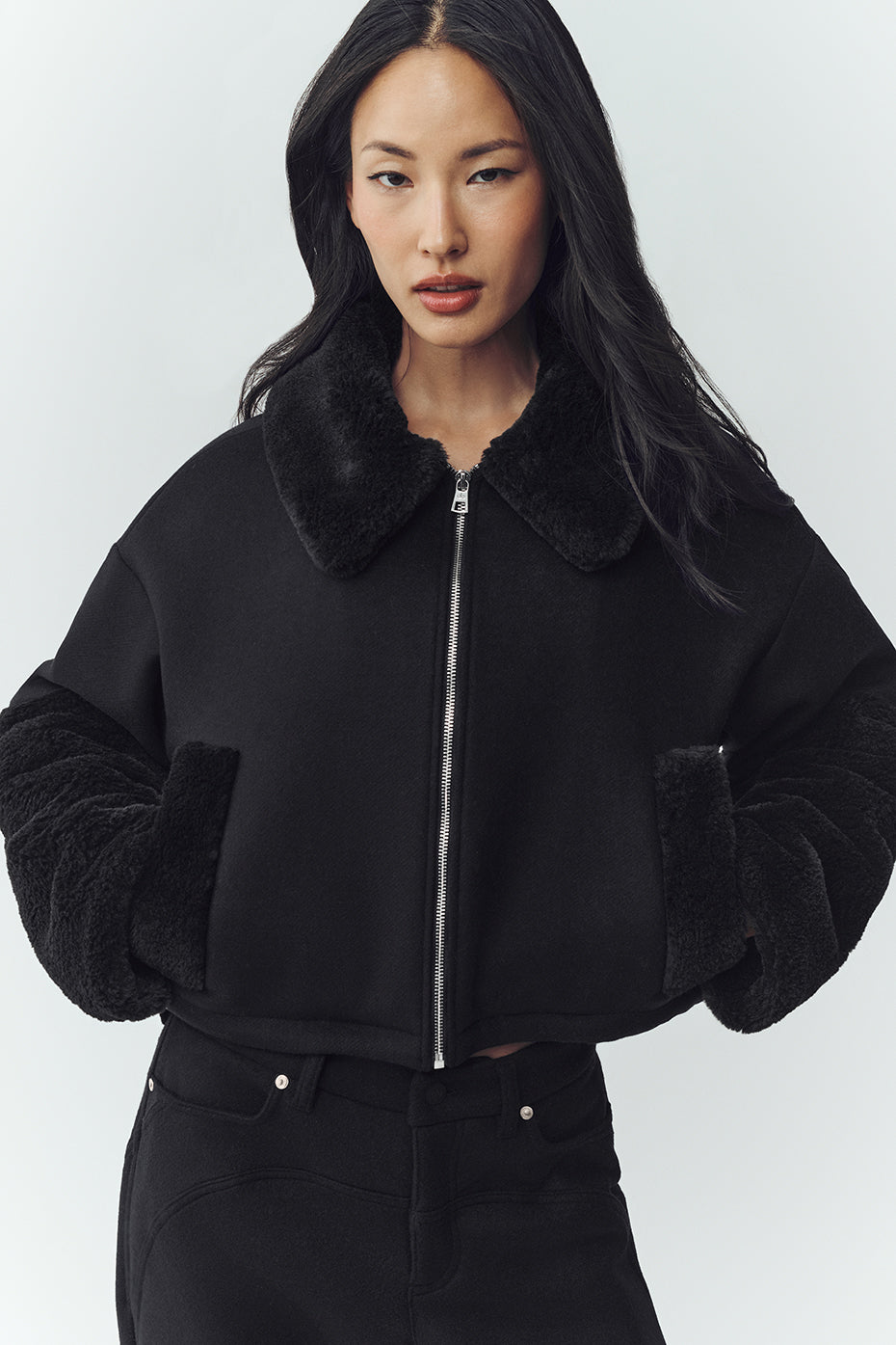 Wool Blend Nightfall Bomber - Black image 1