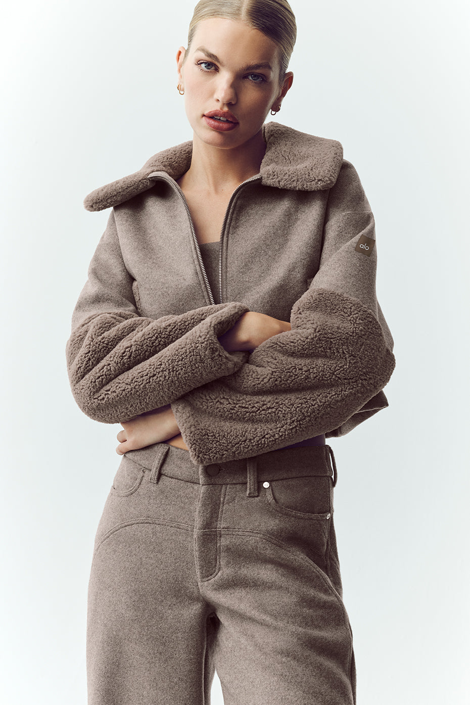 Wool Blend Nightfall Bomber - Alpine Cocoa Heather image 1