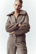 Wool Blend Nightfall Bomber - Alpine Cocoa Heather image 1