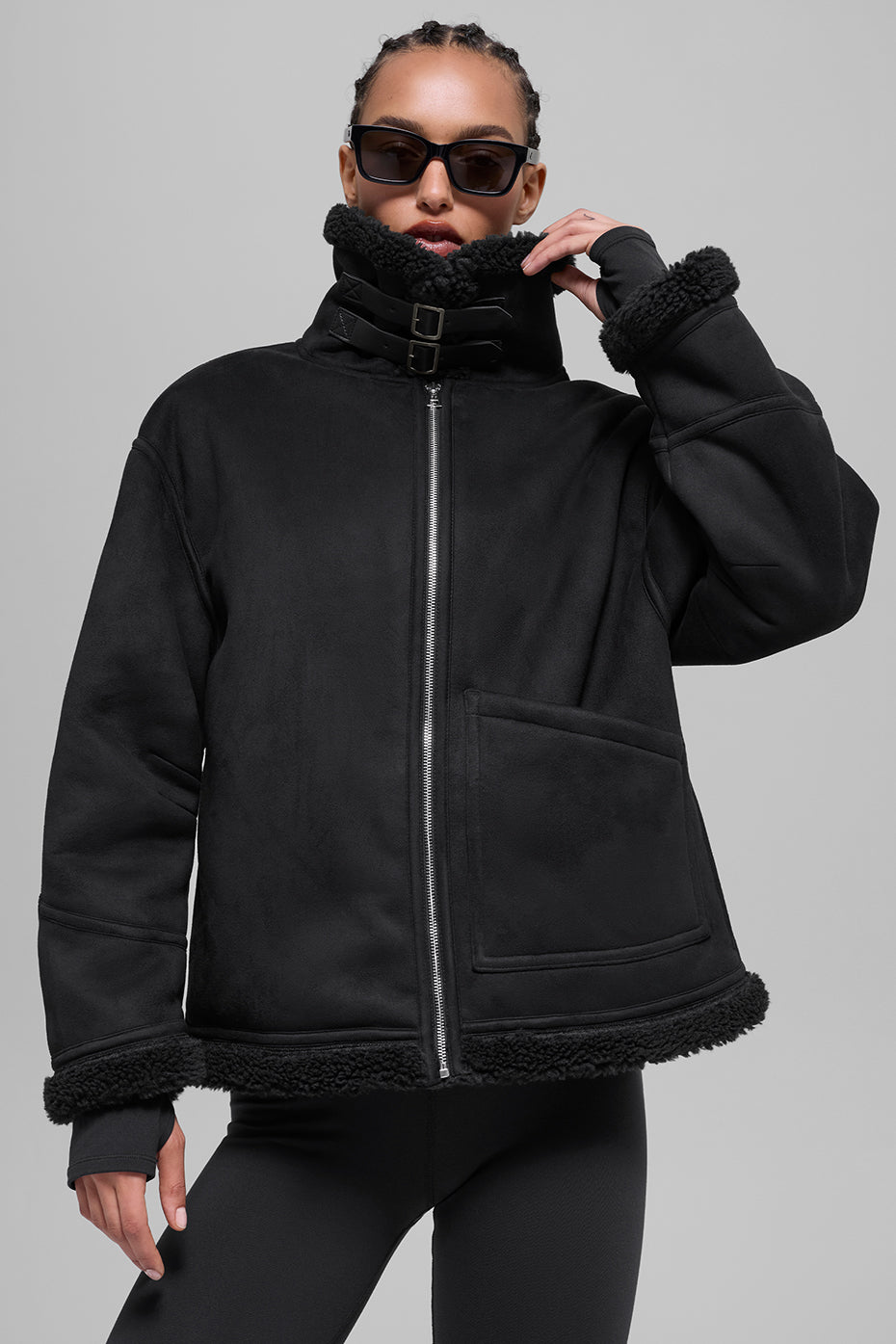 Faux Shearling Grand Jacket - Black image 1