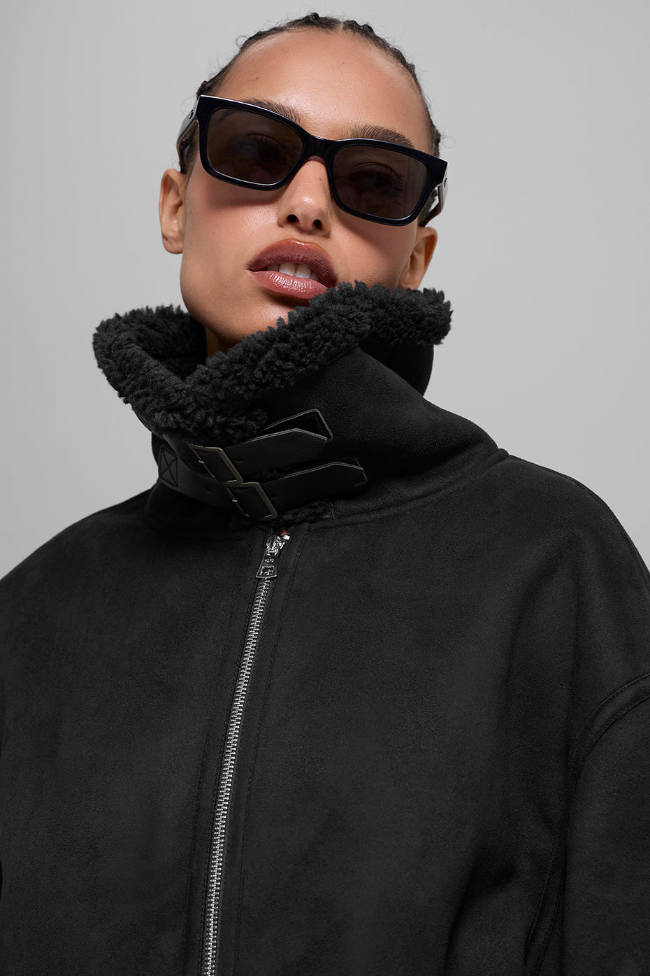 Faux Shearling Grand Jacket - Black image 5
