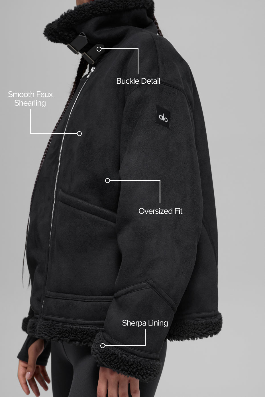 Faux Shearling Grand Jacket - Black image 2