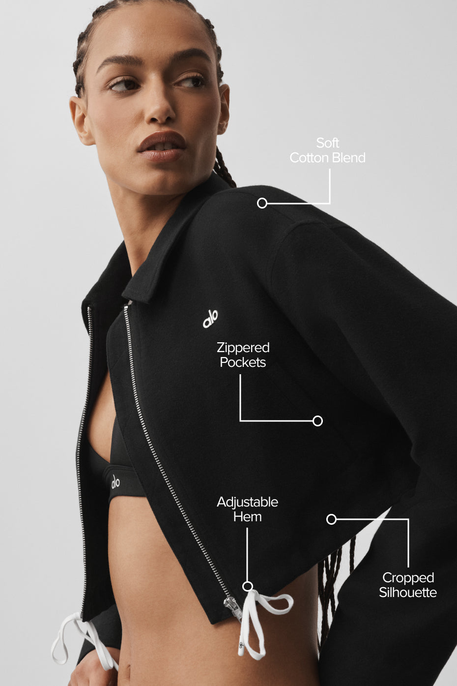 Cropped Fan Favorite Full Zip Jacket - Black image 2