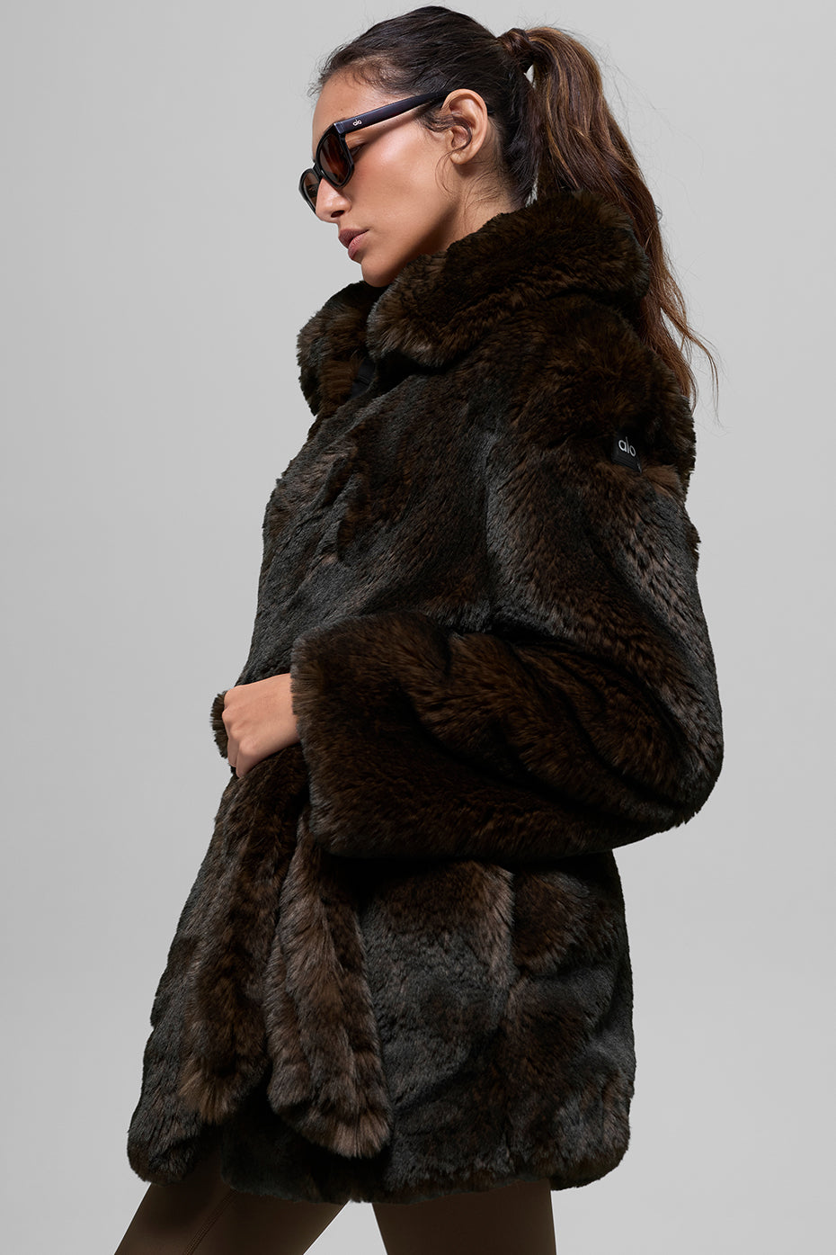 Faux Fur Starstruck Coat - Midnight Brown/Black image 3