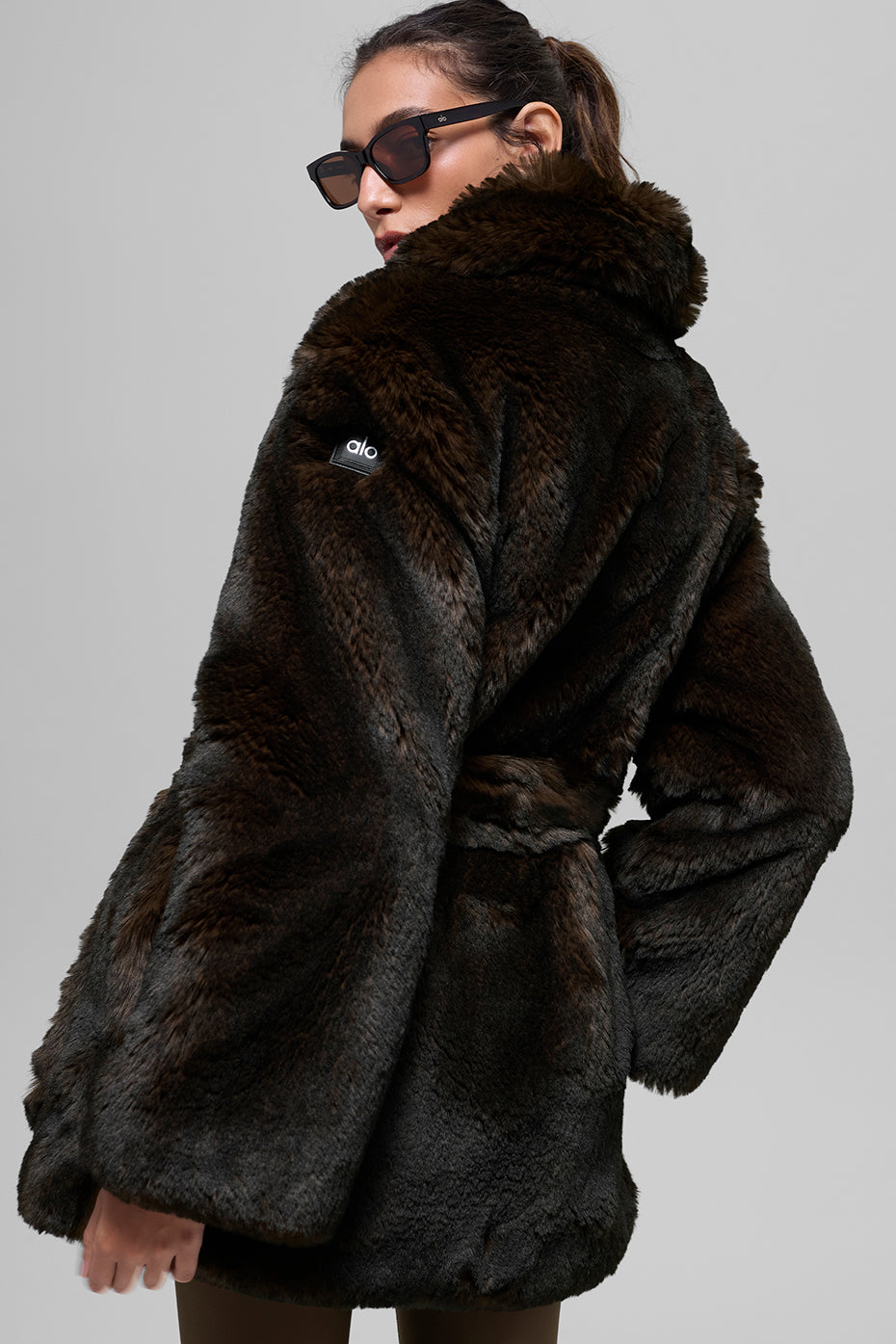 Faux Fur Starstruck Coat - Midnight Brown/Black image 2