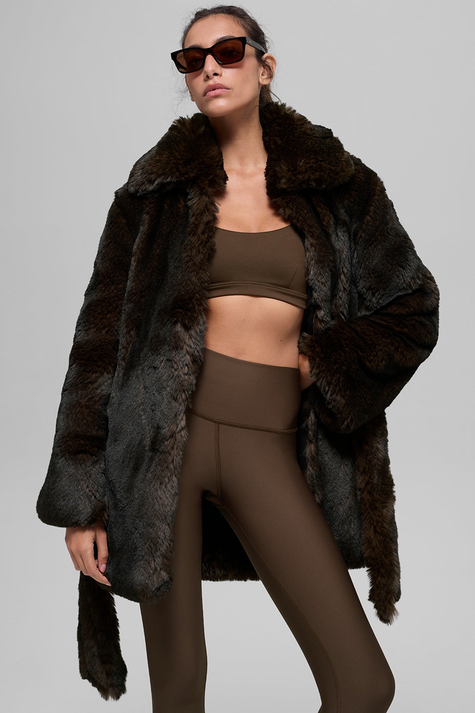Faux Fur Starstruck Coat - Midnight Brown/Black image 4