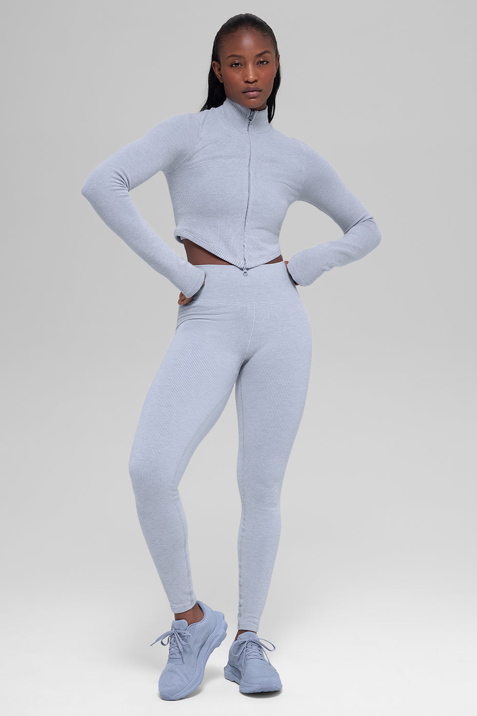 Seamless Two Tone Rib Jacket - Winter Frost Heather image 4