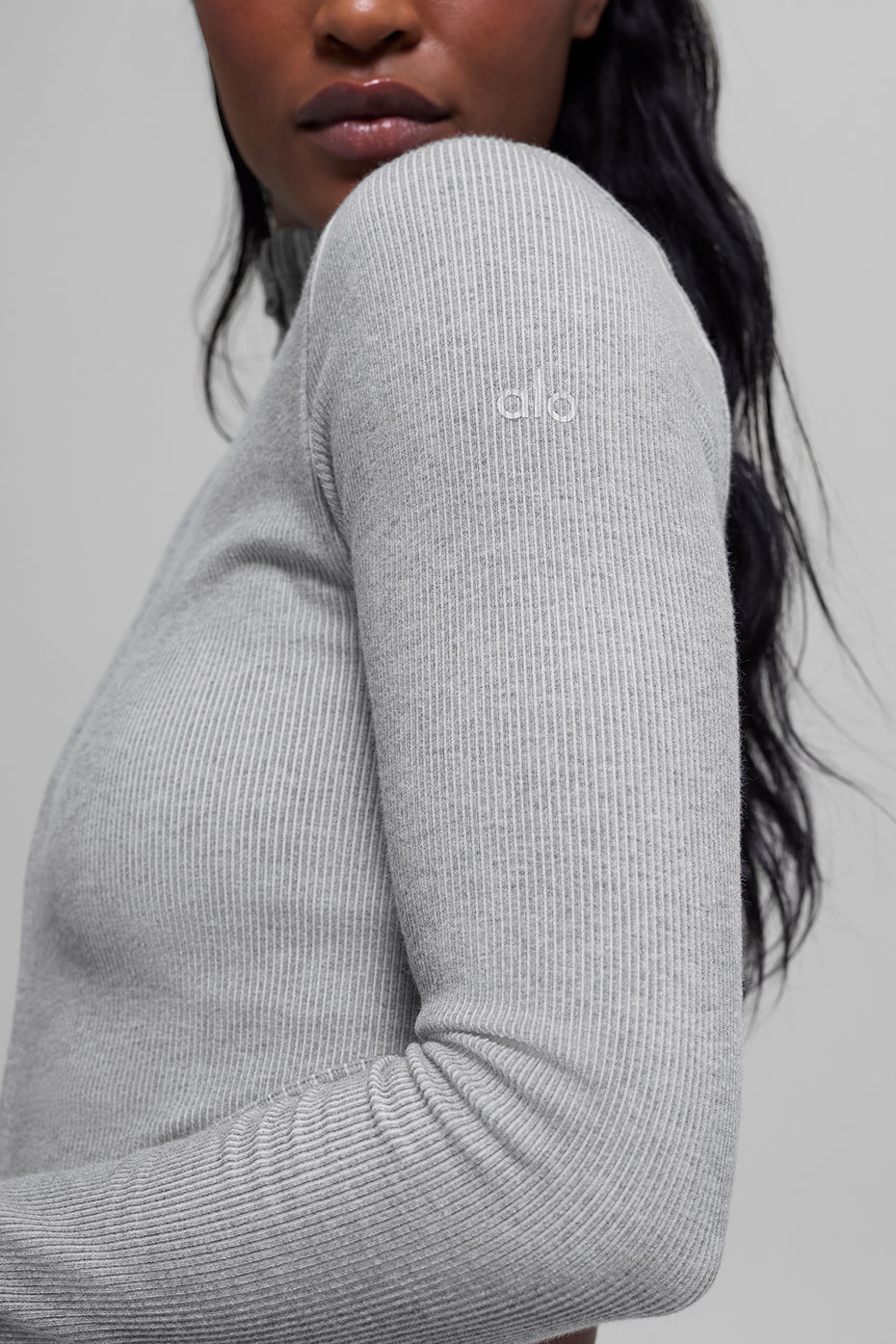 Seamless Two Tone Rib Jacket - Light Misty Grey Heather image 2