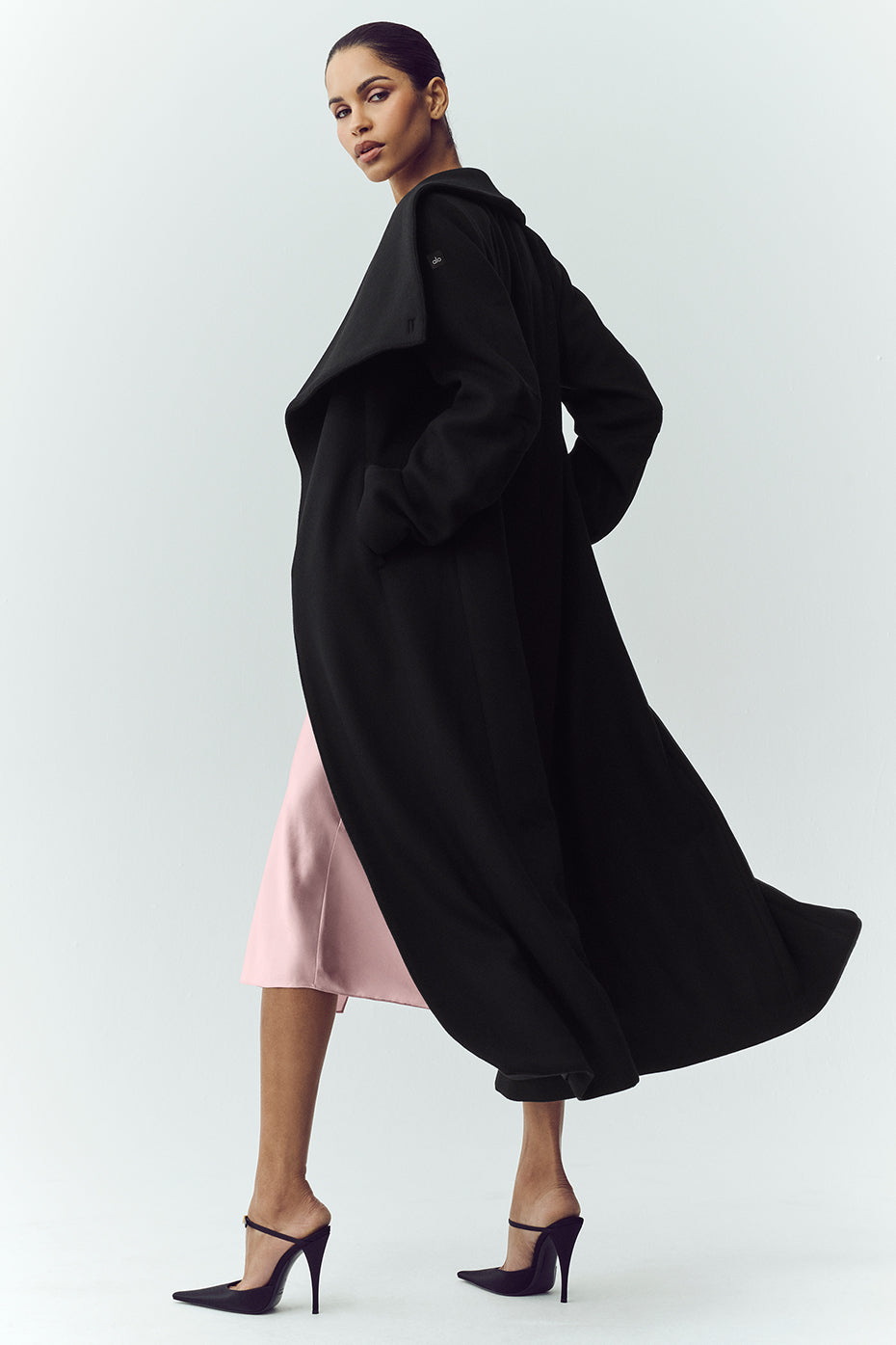 Wool Blend Nightfall Long Coat - Black image 5