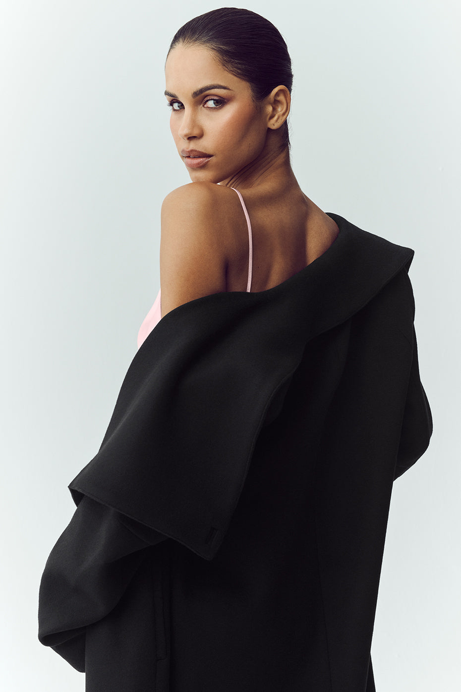 Wool Blend Nightfall Long Coat - Black image 3