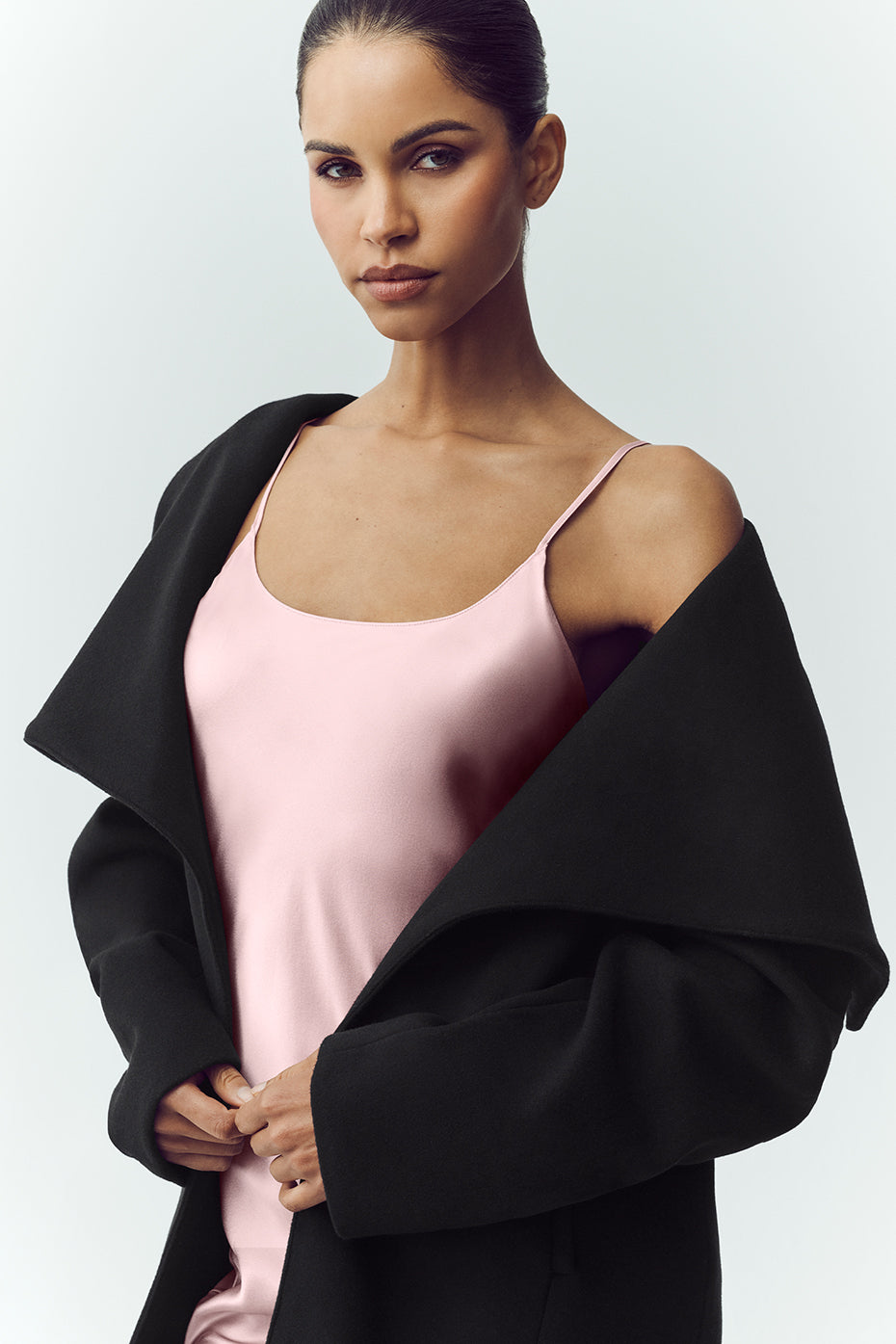 Wool Blend Nightfall Long Coat - Black image 2