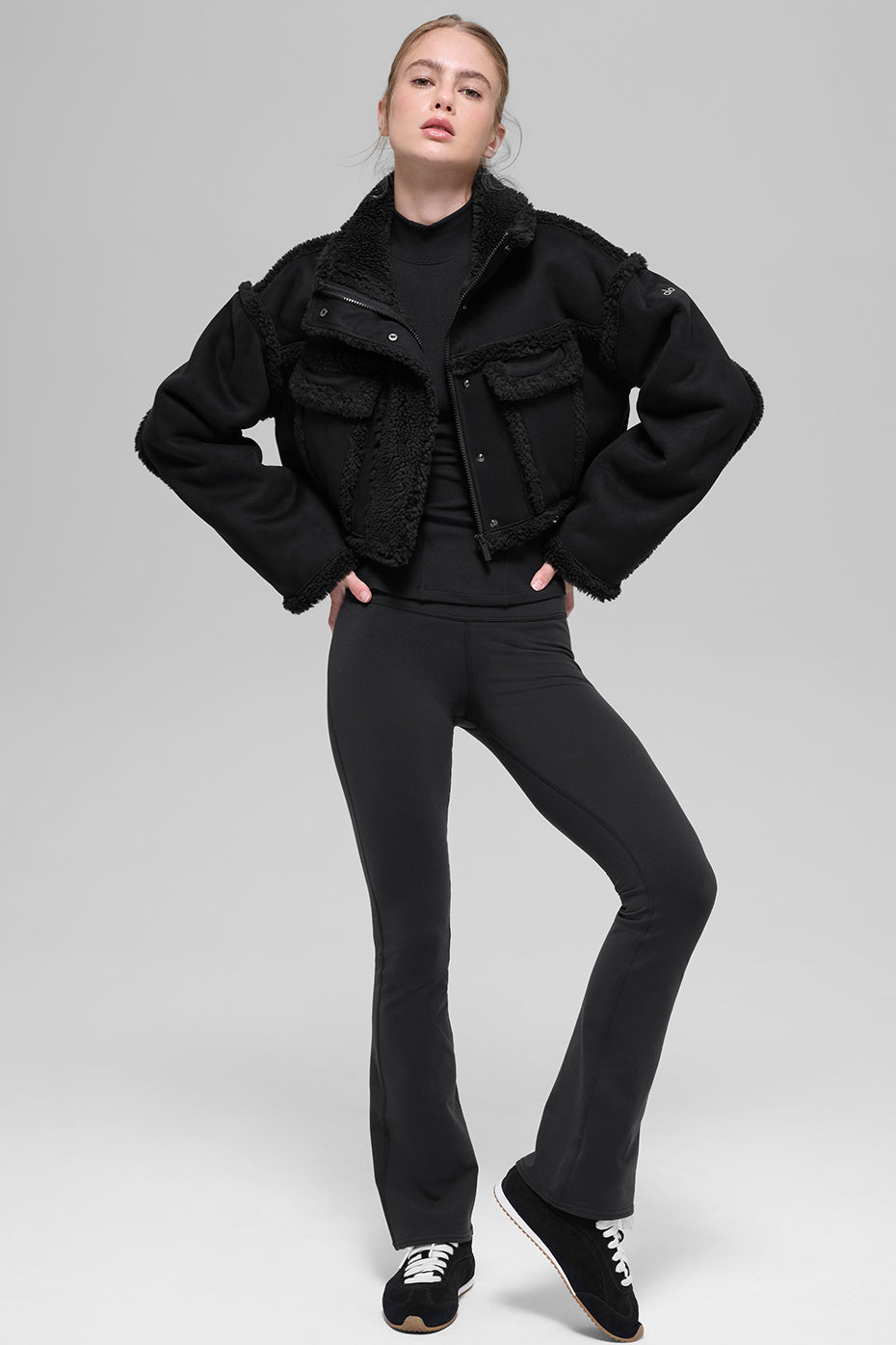 Faux Shearling Snowfall Cropped Jacket - Black image 5