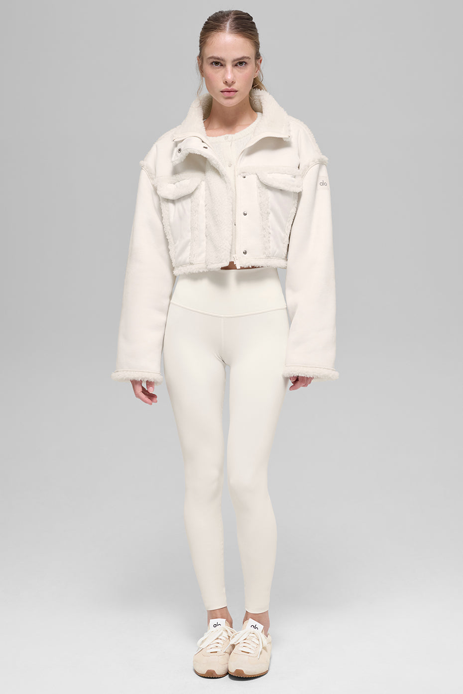 Faux Shearling Snowfall Cropped Jacket - Ivory image 6