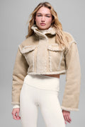 Faux Shearling Snowfall Cropped Jacket - Woodland Tan image 1