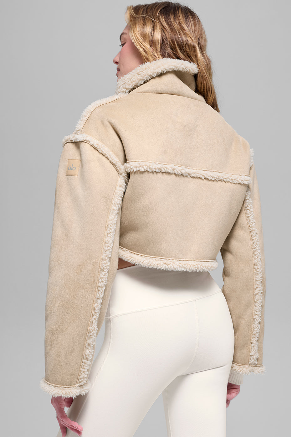 Faux Shearling Snowfall Cropped Jacket - Woodland Tan image 3