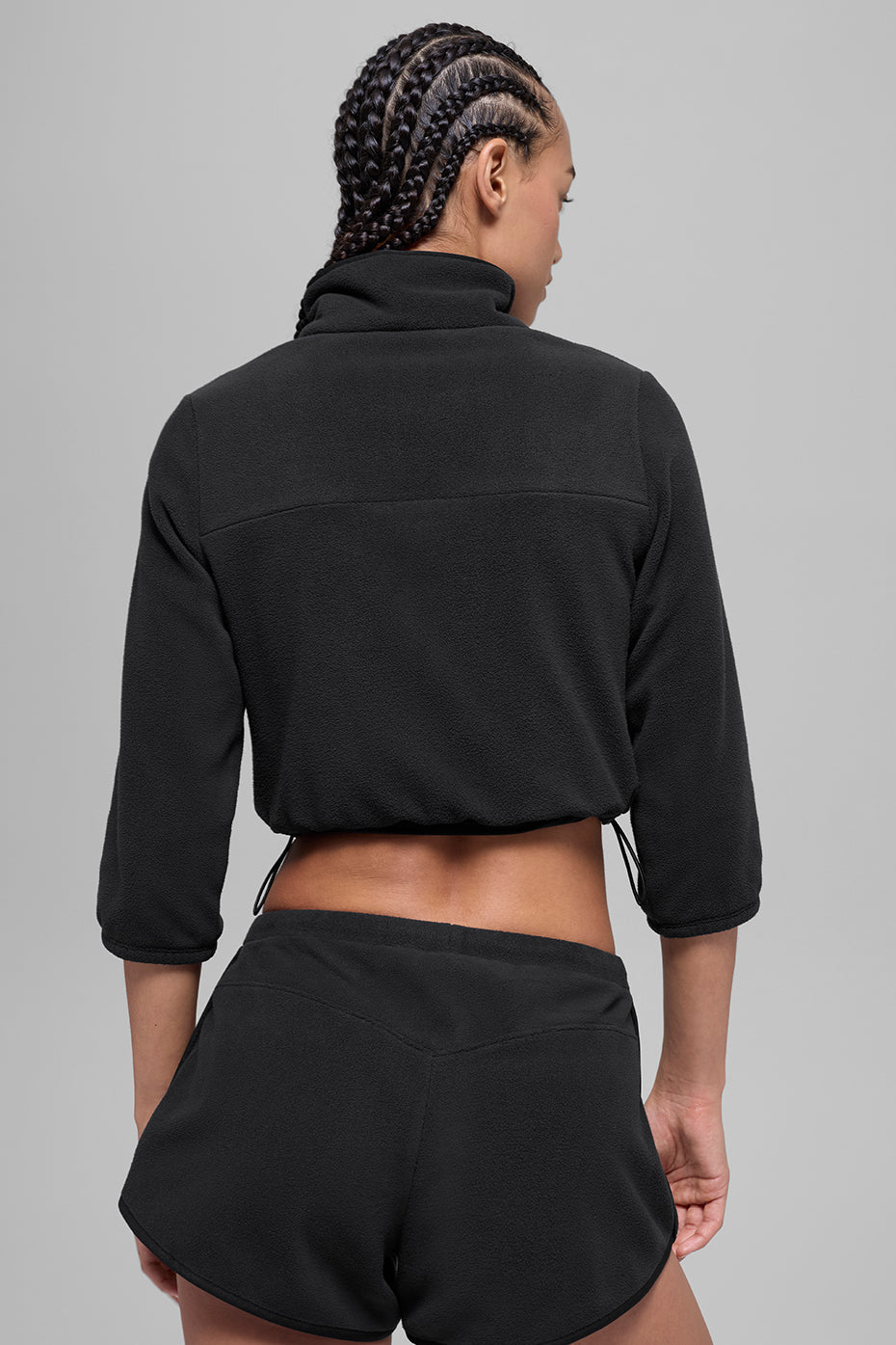 Polar Fleece Retreat Cropped Jacket - Black image 3