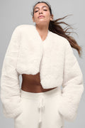 Faux Fur Chic Cropped Jacket - Ivory image 1
