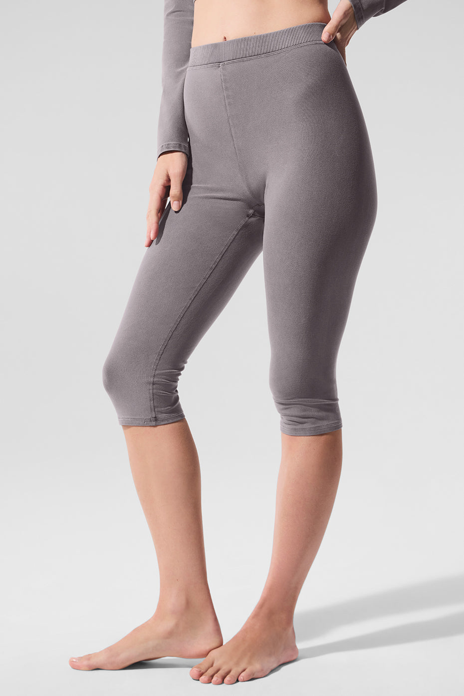 Washed Alosoft High-Waist Iconic 90's Capri - Cool Grey Wash image 1