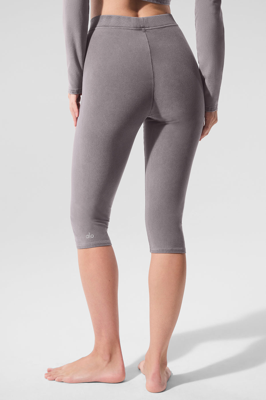Washed Alosoft High-Waist Iconic 90's Capri - Cool Grey Wash image 3