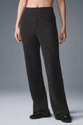 Cashmere High-Waist Plush Waffle Pant - Dark Heather Grey image 1