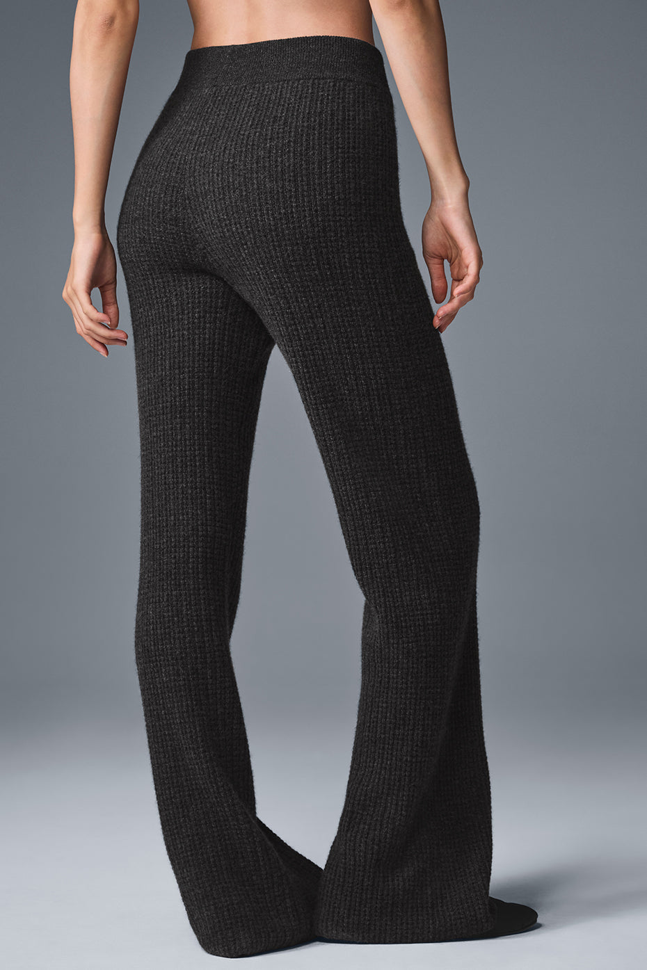 Cashmere High-Waist Plush Waffle Pant - Dark Heather Grey image 2