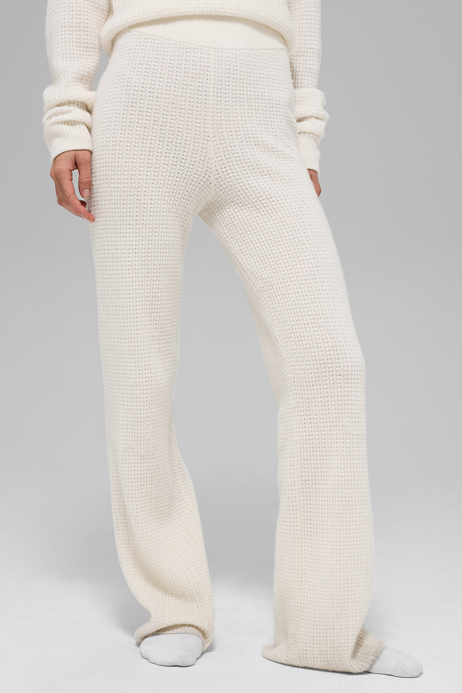 Cashmere High-Waist Plush Waffle Pant - Ivory image 1