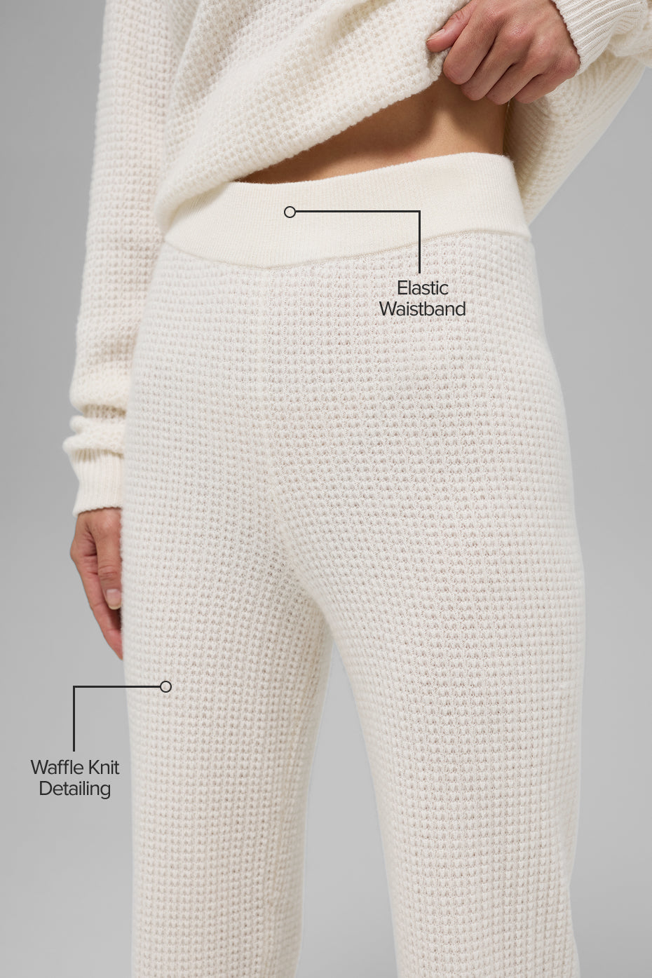 Cashmere High-Waist Plush Waffle Pant - Ivory image 2