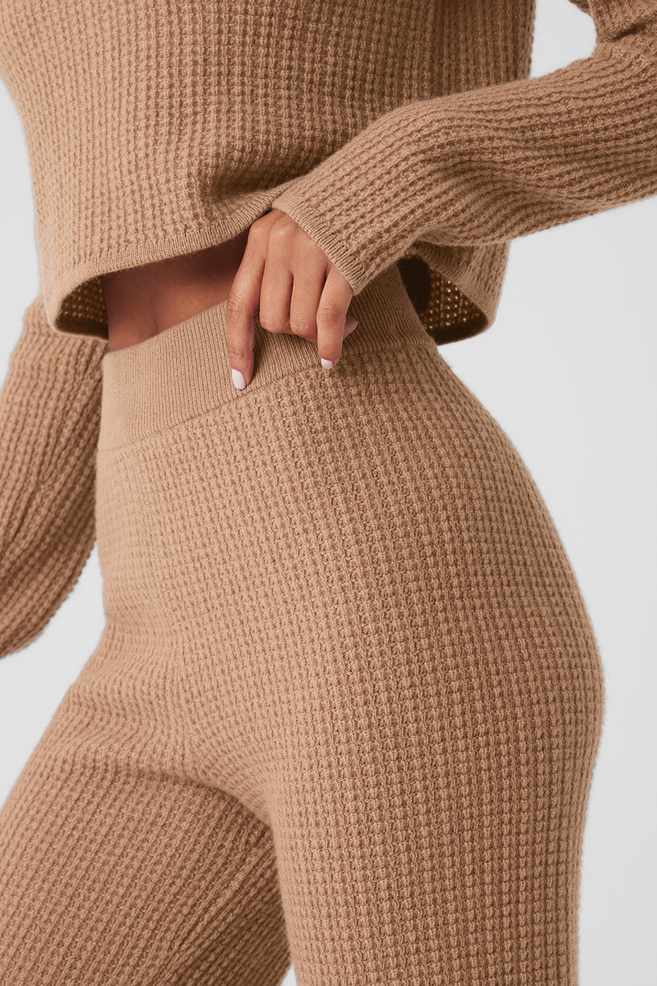 Cashmere High-Waist Plush Waffle Pant - Toasted Almond image 2