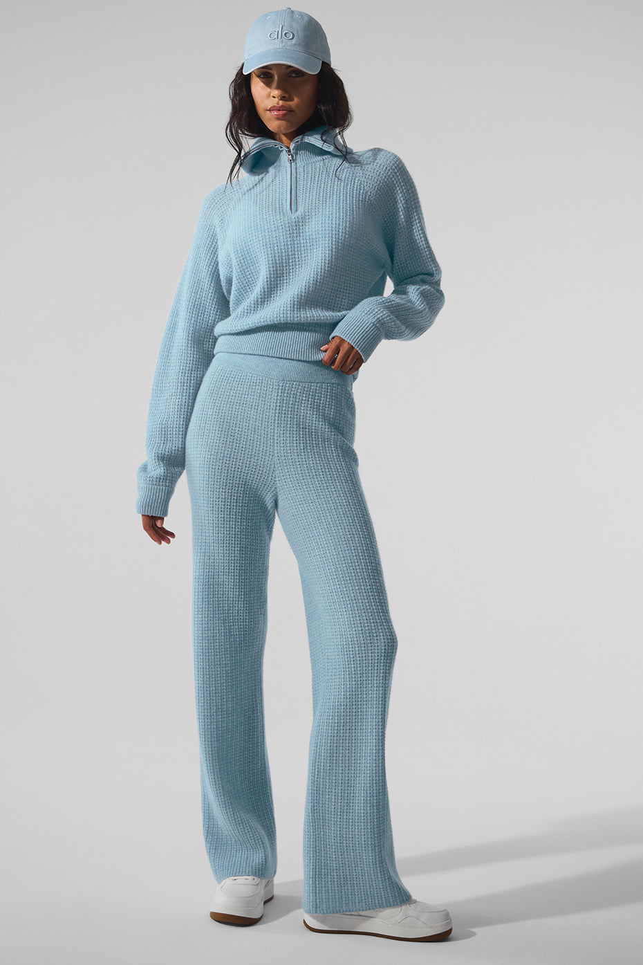 Cashmere High-Waist Plush Waffle Pant - Celestial Blue Heather image 4