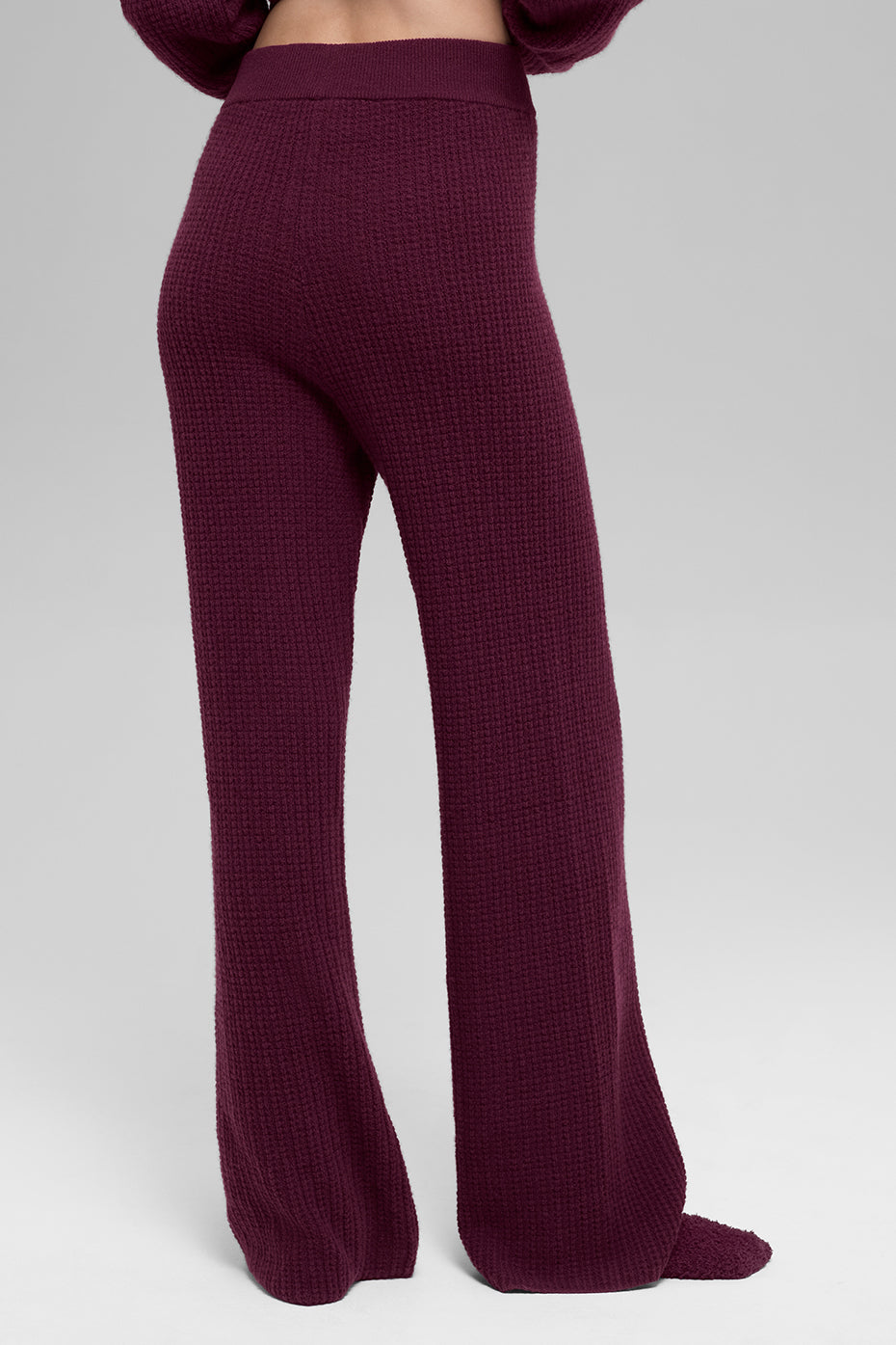 Cashmere High-Waist Plush Waffle Pant - Burgundy image 2