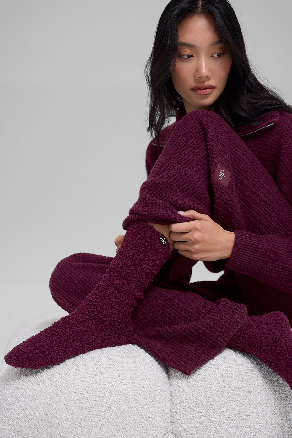 Women's Plush Lush Sock - Burgundy image 2