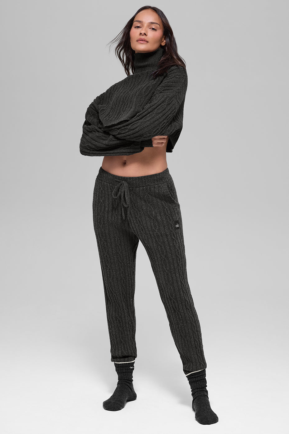 Cable Knit Winter Bliss Pant - Dark Heather Grey image 2