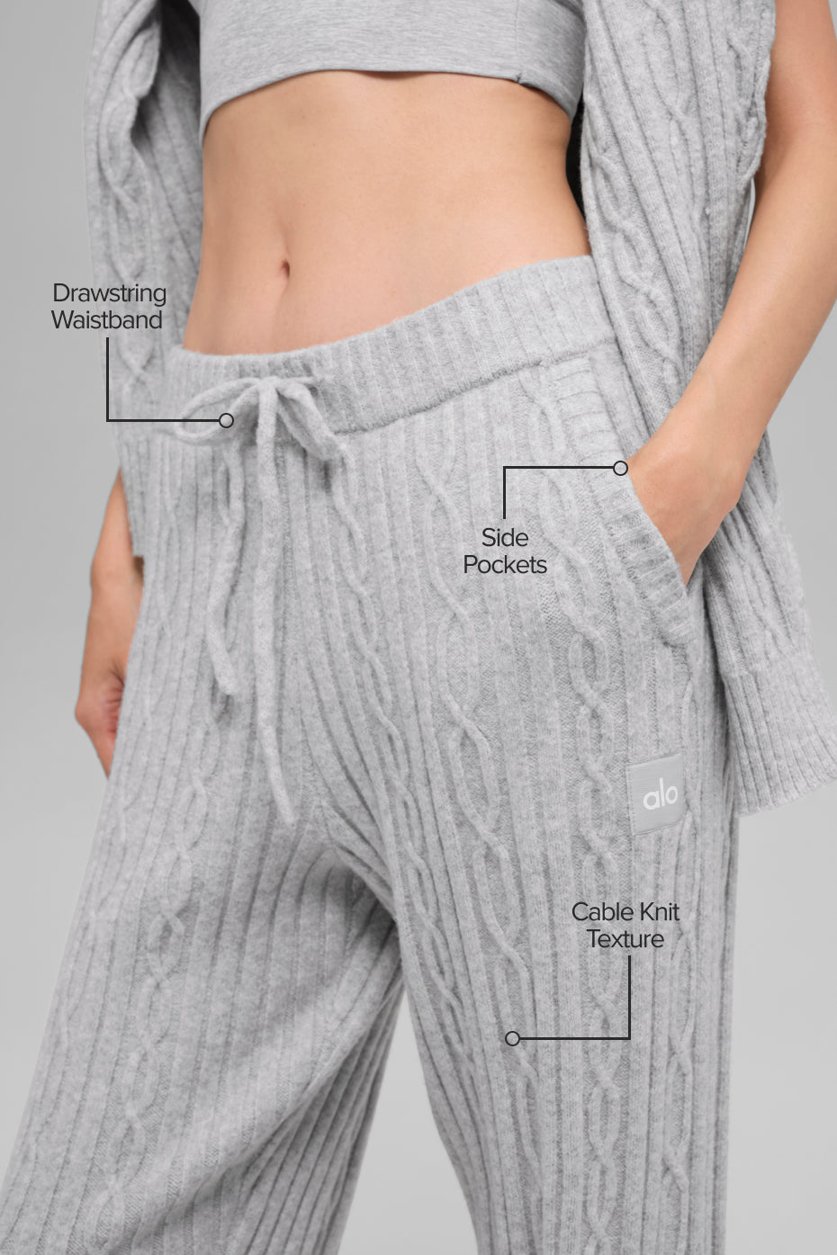 Cable Knit Winter Bliss Pant - Athletic Heather Grey image 2
