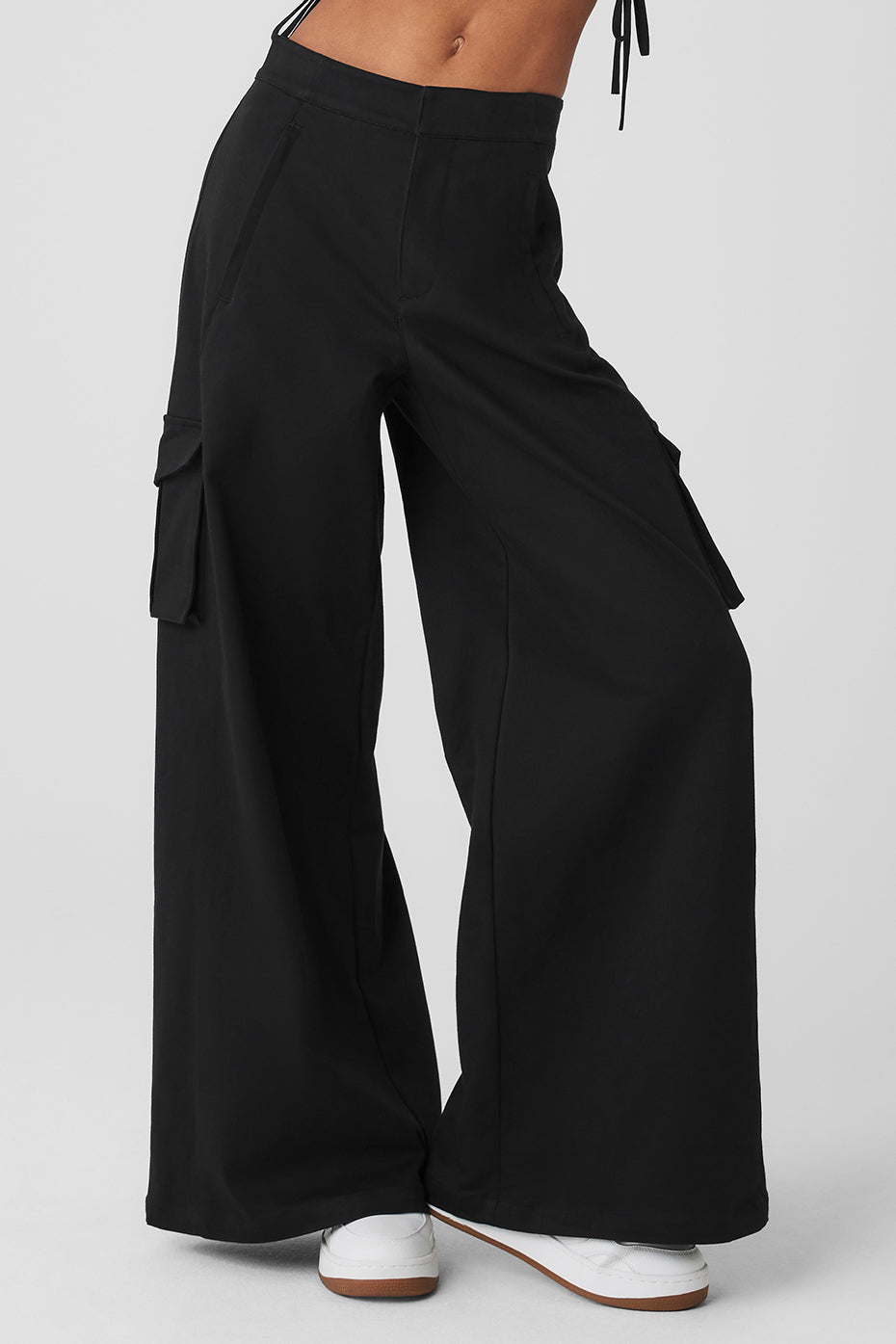 Show Off Cargo Wide Leg Trouser (Long) - Black image 1