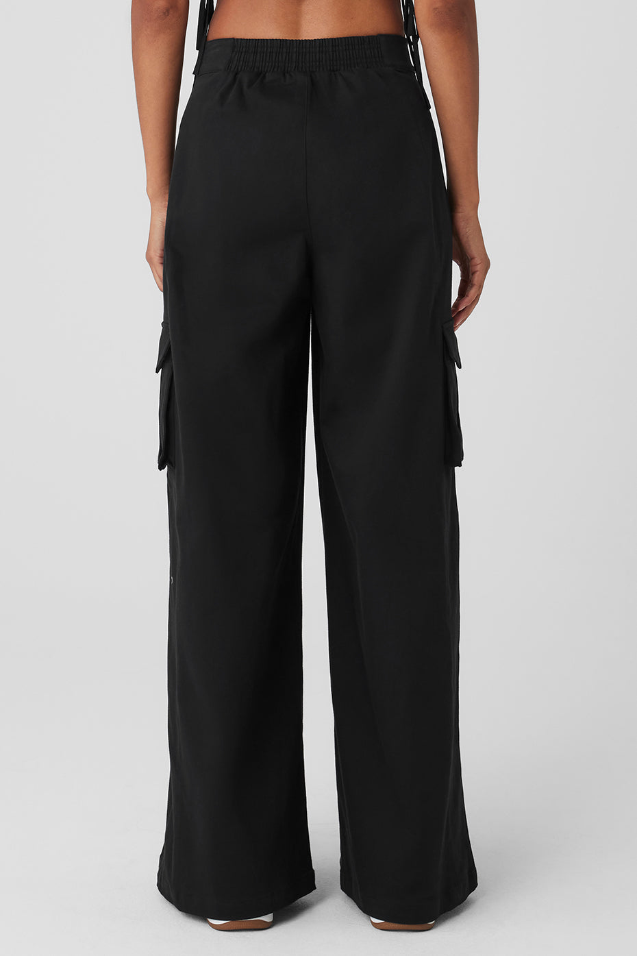 Show Off Cargo Wide Leg Trouser (Long) - Black image 3