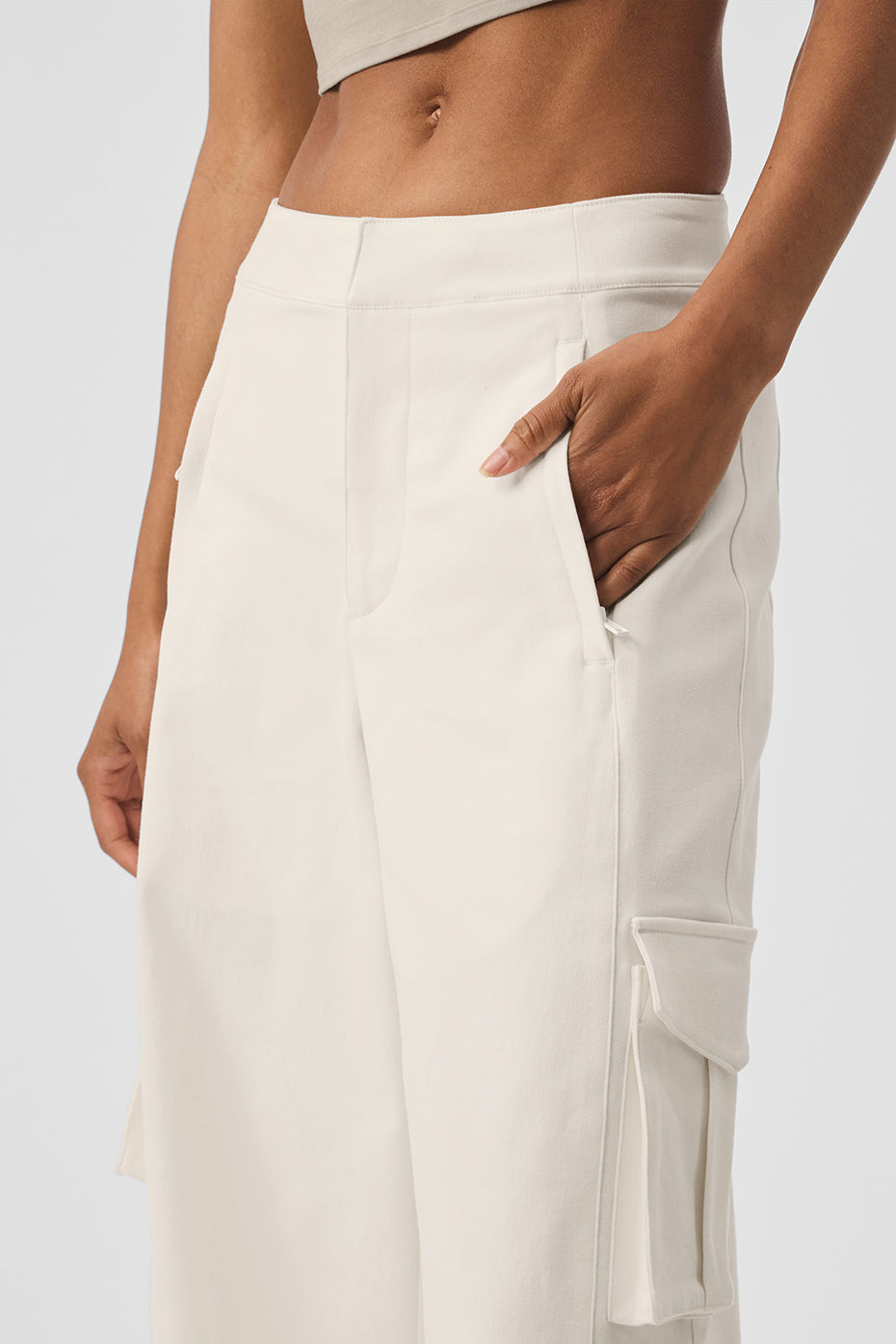 Show Off Cargo Wide Leg Trouser (Long) - Ivory image 4