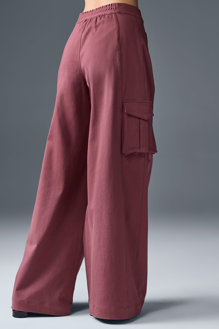 Show Off Cargo Wide Leg Trouser (Long) - Burgundy Truffle image 2