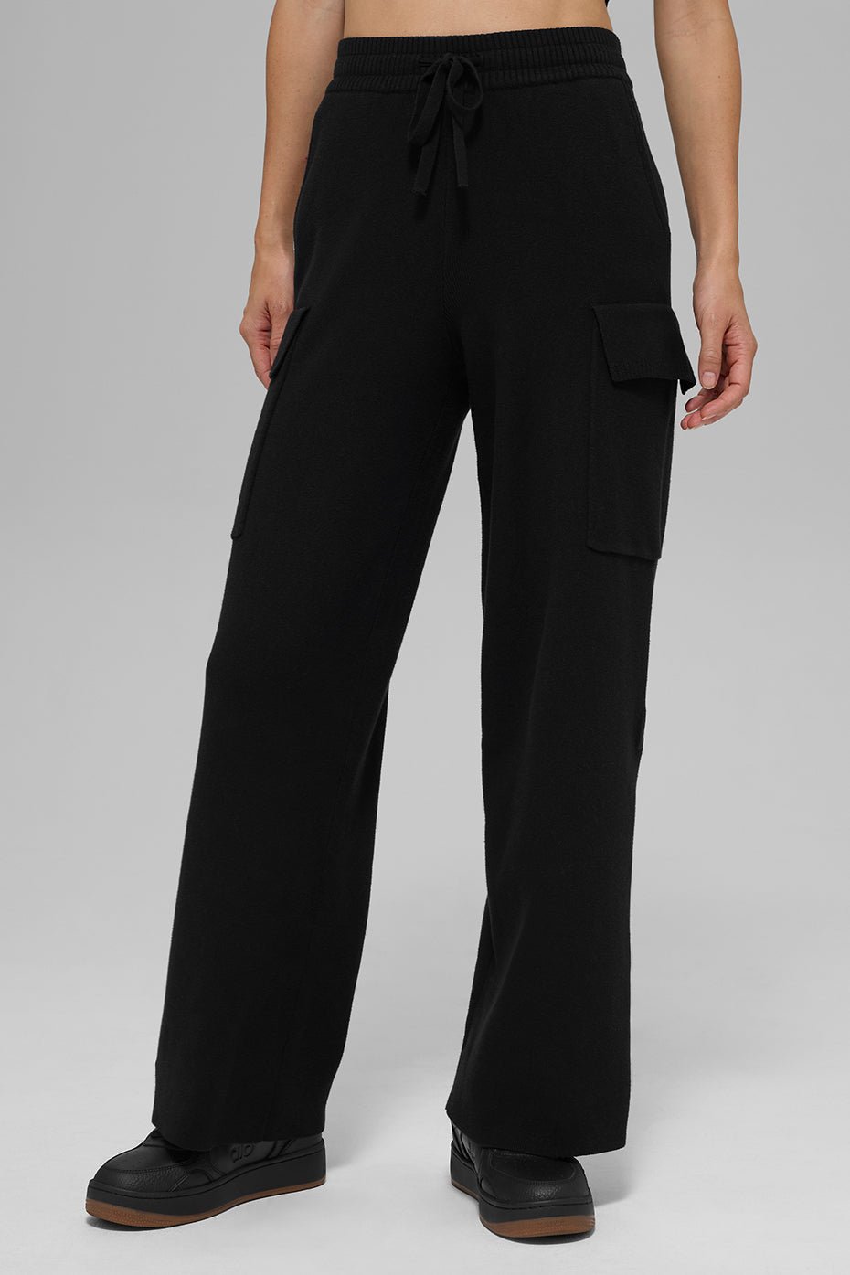 Scholar Knit High-Waist Cargo Pant - Black image 4