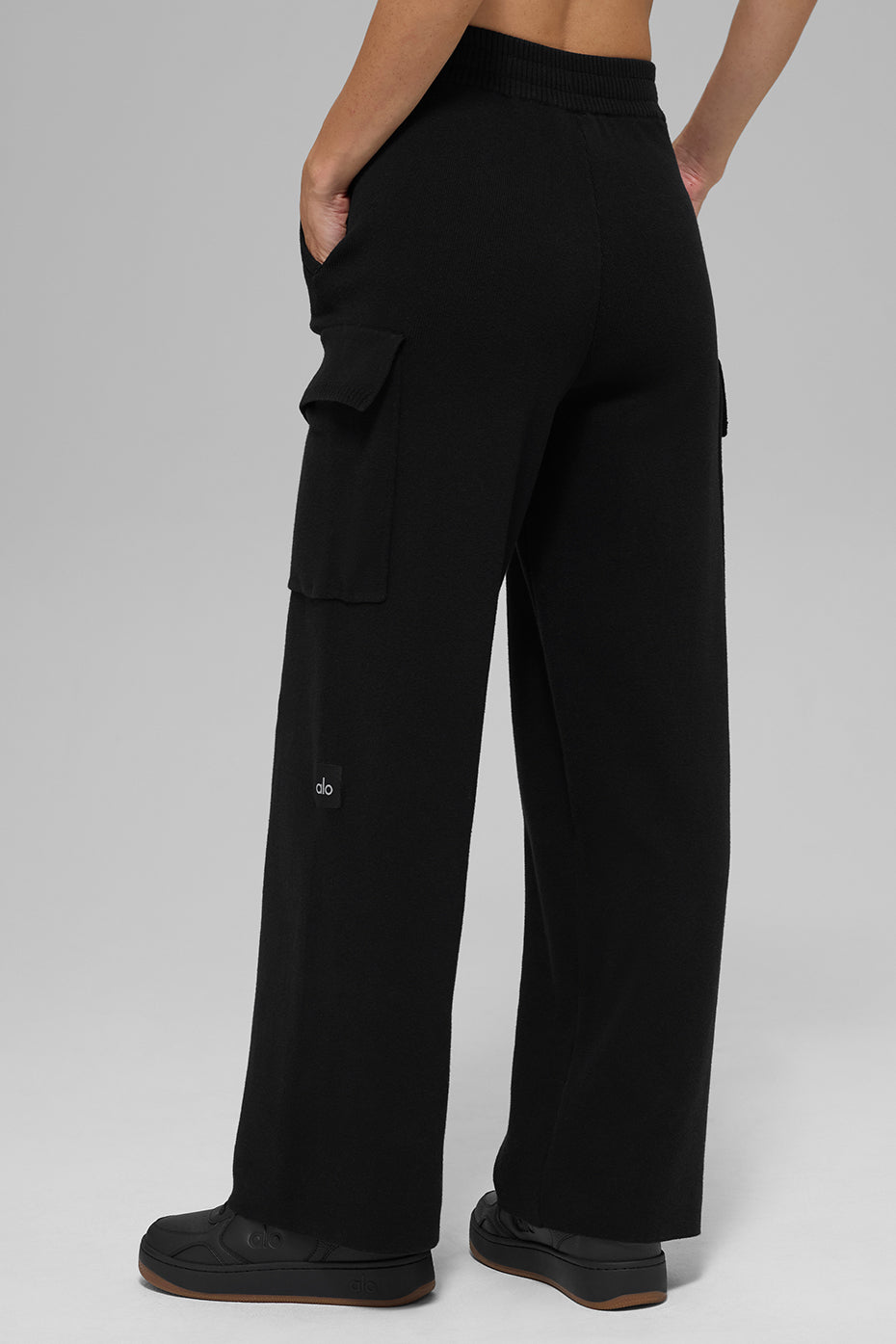 Scholar Knit High-Waist Cargo Pant - Black image 3