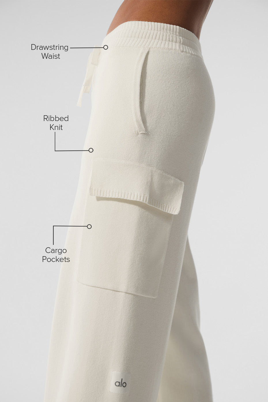 Scholar Knit High-Waist Cargo Pant - Ivory image 2