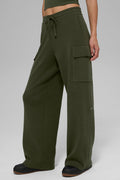 Scholar Knit High-Waist Cargo Pant - Green Olive image 1