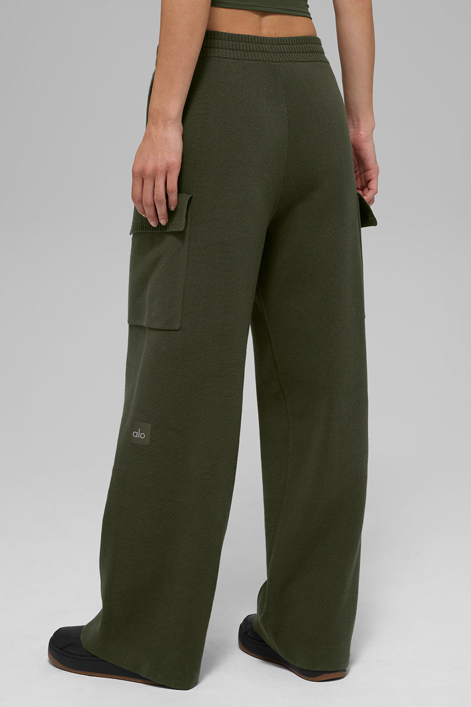 Scholar Knit High-Waist Cargo Pant - Green Olive image 2