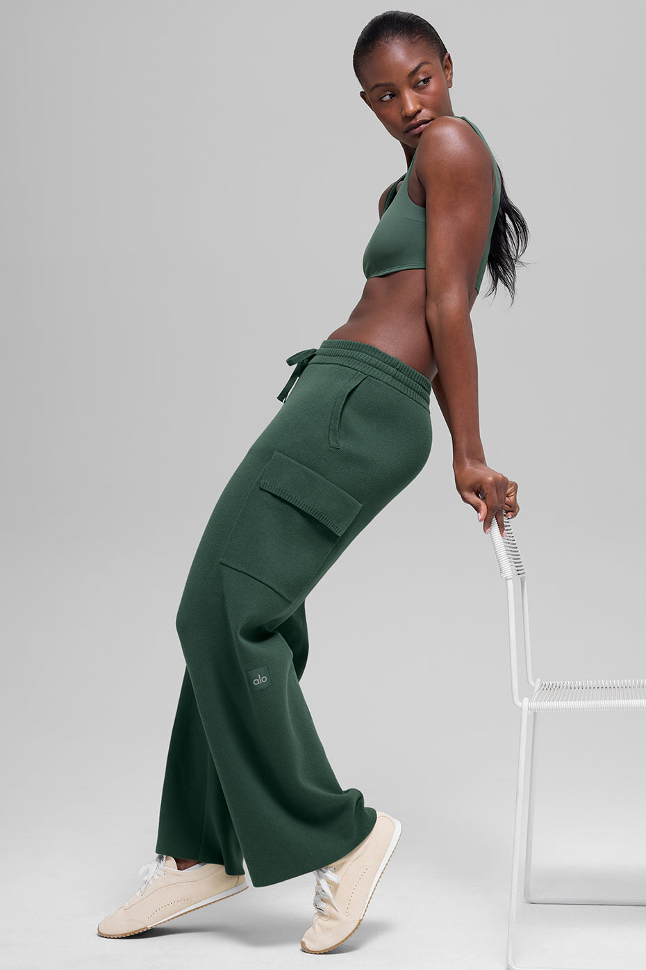 Scholar Knit High-Waist Cargo Pant - Clover Green image 5