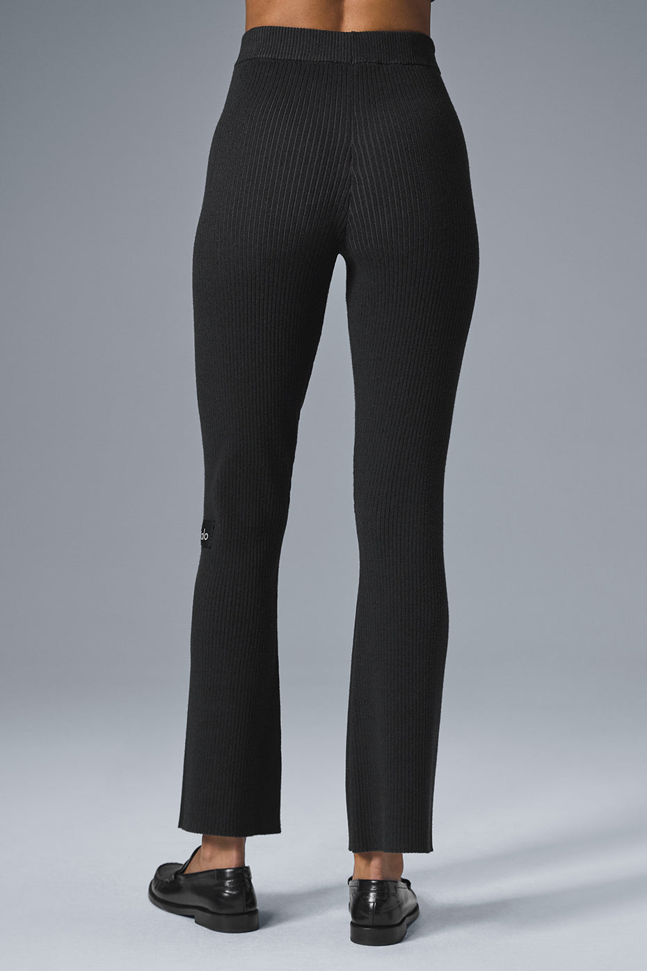 Denim Knit High-Waist Flare Pant - Black/Anthracite image 3