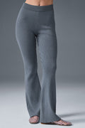 Denim Knit High-Waist Flare Pant - Steel Grey/Anthracite image 1