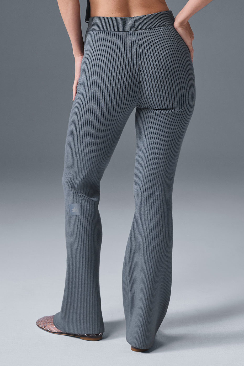Denim Knit High-Waist Flare Pant - Steel Grey/Anthracite image 2