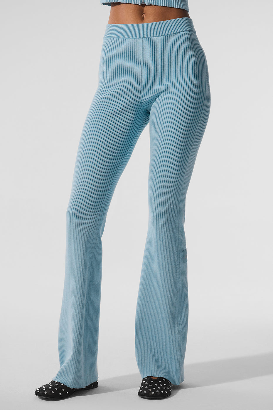 Denim Knit High-Waist Flare Pant - Celestial Blue/Dark Celestial Blue image 1