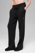 Snuggle Up Sweater High-Waist Wide Leg Pant - Black image 1