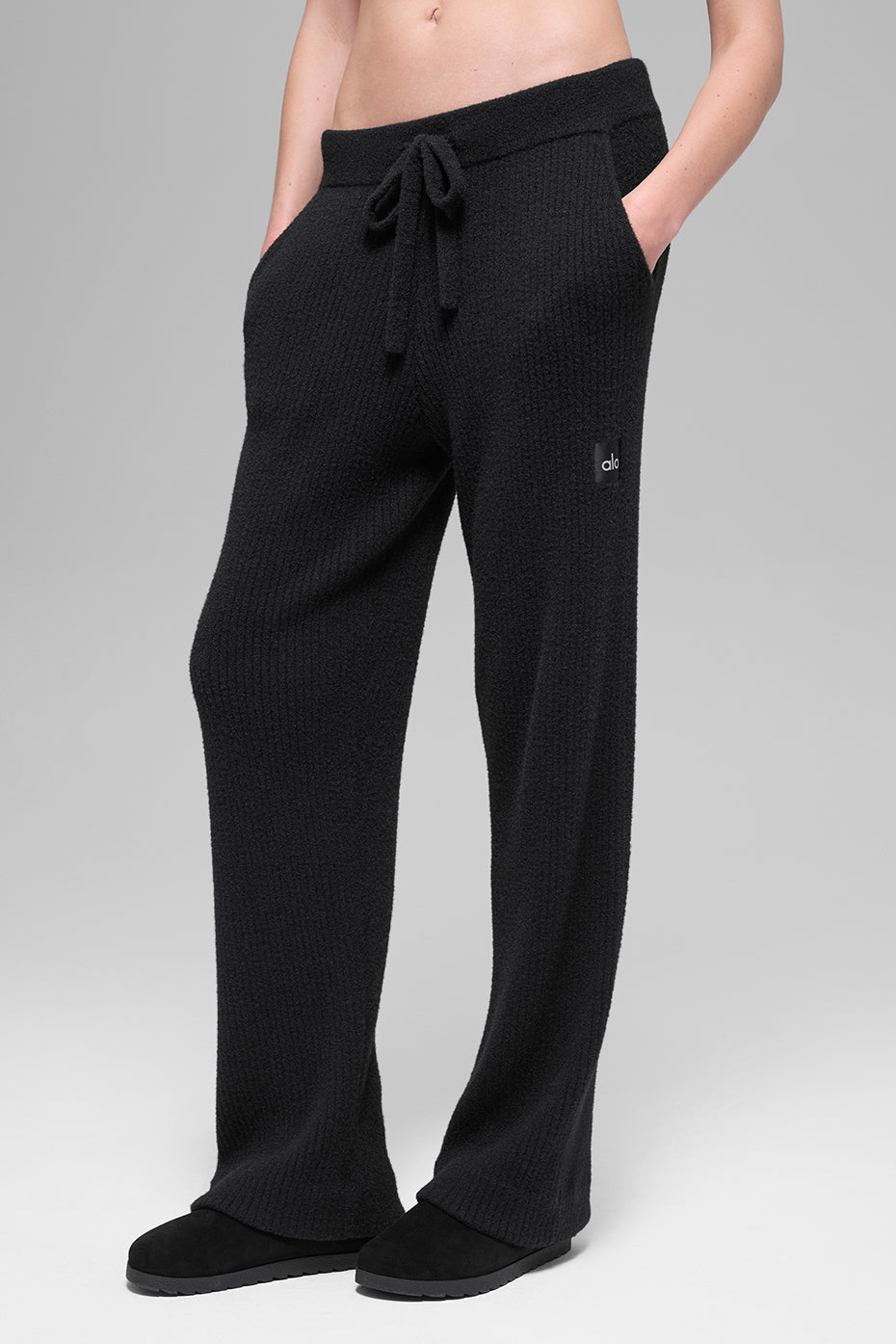 Snuggle Up Sweater High-Waist Wide Leg Pant - Black image 1